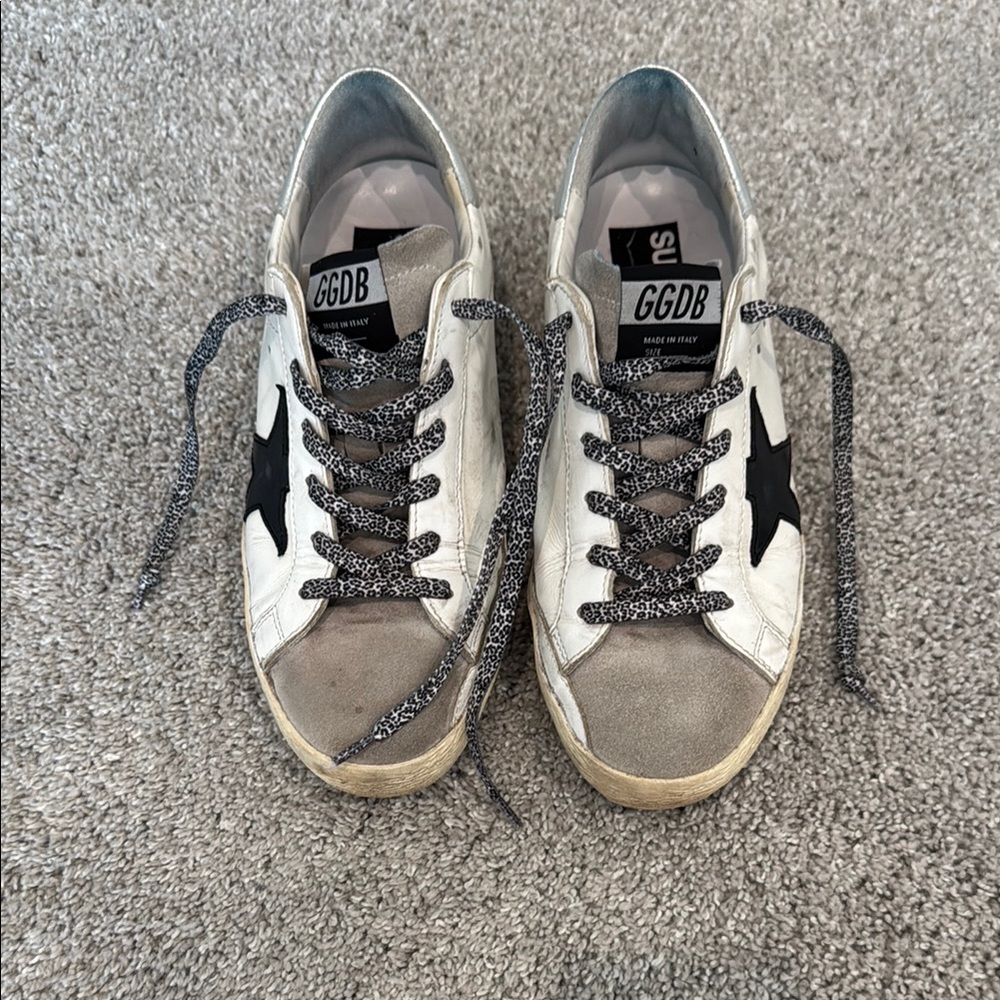 Golden Goose White and Black Sneakers